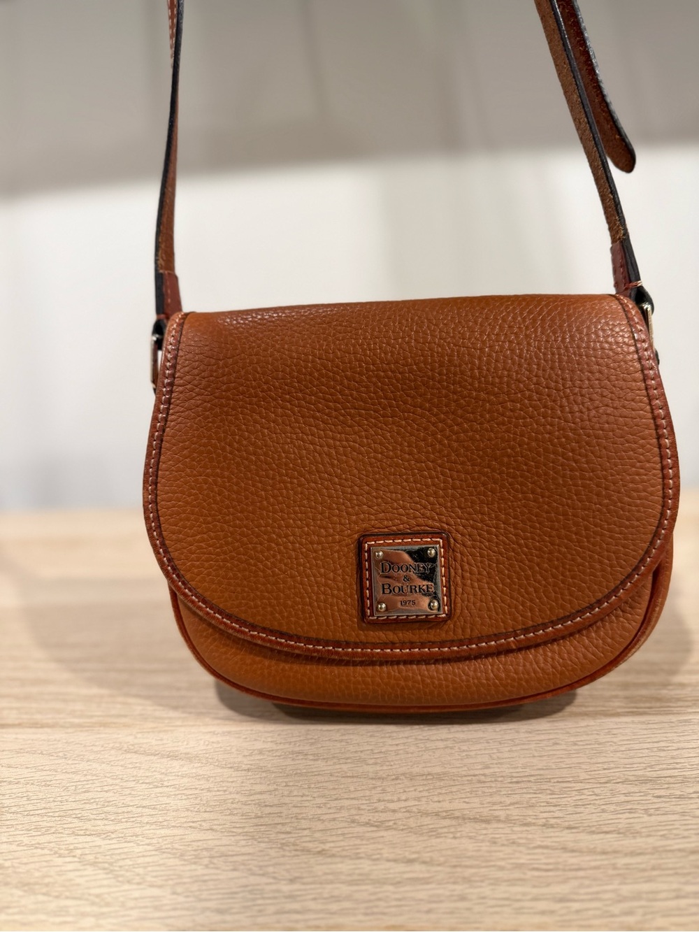 Dooney & Bourke Pebble Leather Crossbody in Cognac Brown